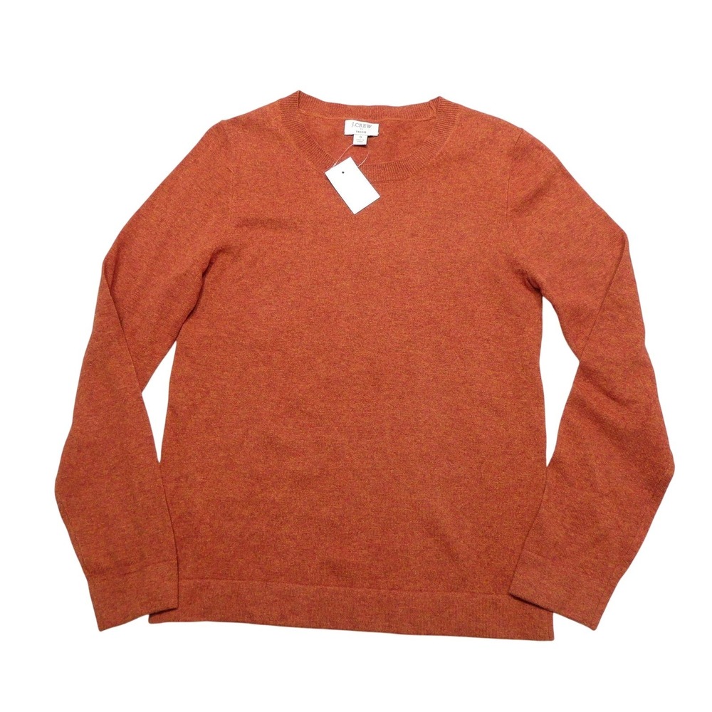 J Crew Sweater Womens Small Orange Cotton Wool Teddie Crewneck Knit Pullover